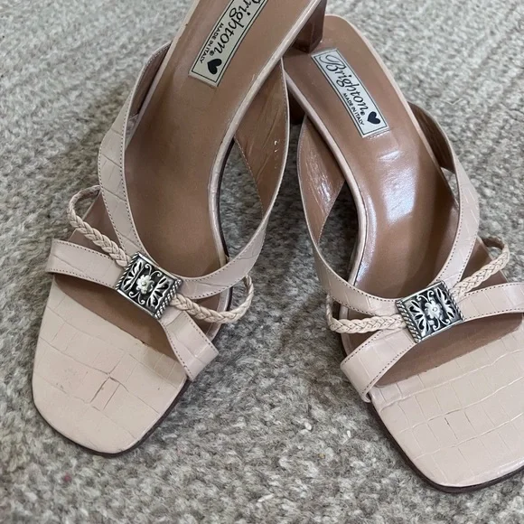 Brighton Ivory Kayla Croc Kitten Heel Sandals - Picture 2 of 7